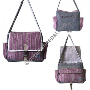 Hemp cross body flap bag