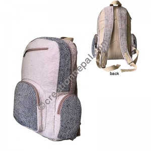Half circle pockets hemp backpack