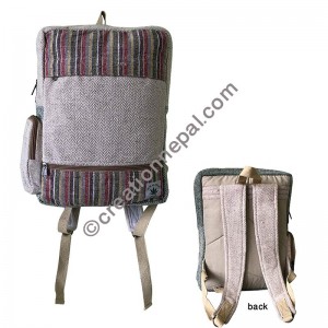 Stripes design hemp backpack