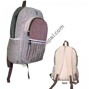 Pocket patch work hemp backpack