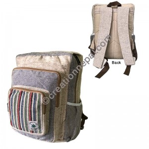 Stripes pocket hemp backpack