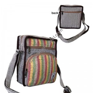 Box pocket cross body hemp bag