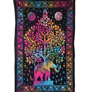 Elephant tree colorful tapestry