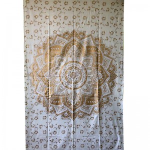 Golden prints Lotus tapestry