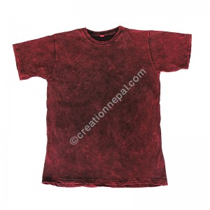 Maroon stone wash stretchy cotton T-shirt