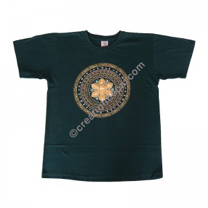 Mantra mandala print stretchy cotton T-shirt