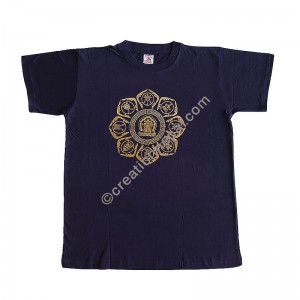 Auspicious signs print stretchy cotton T-shirt