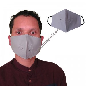 Leather grey color face mask