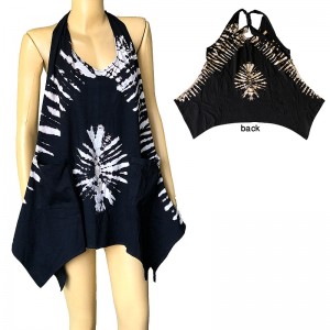 BW tie-dye stretchy cotton halter top