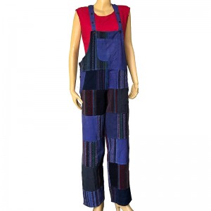 Stripy-plain patch work Purple Dungaree