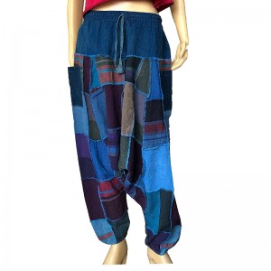 Front overlock Blue patch-work afgani trouser
