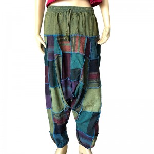 Front overlock Green patch-work afgani trouser