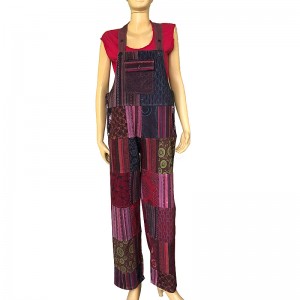 Stripy & printed patch work Dungaree