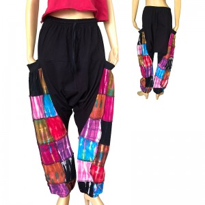 Tie dye patches solid-hip stretchy trouser