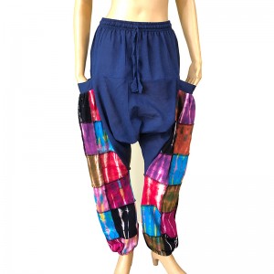 Stretchy tie dye patches solid-hip trouser