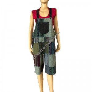 Plain-stripy Gheri patch work Green overall