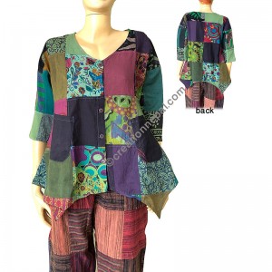 Plain and printed patch work shirt