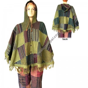 Gheri patch work Green poncho