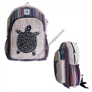 Turtle print hemp-cotton backpack