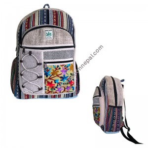 Patch pocket hemp-cotton backpack