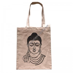 Buddha printed denim tote bag