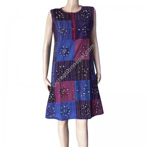 Stripes cotton patch brush painted dress