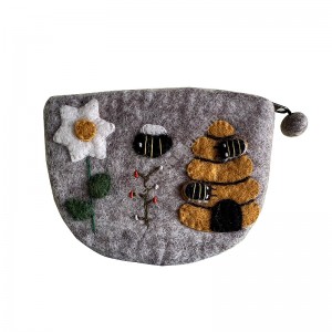 Flowers and bugs felt hand purse