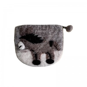 Horse felt hand purse