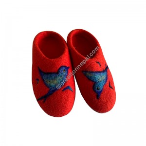 Felt blue bird slipper