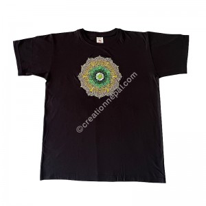 Om Mandala embroidered stretchy cotton T-shirt