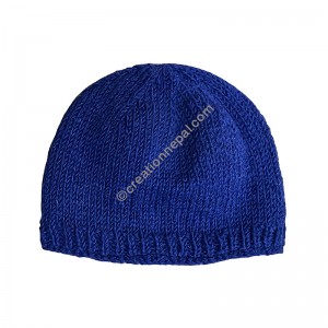 Royal blue plain woolen cap