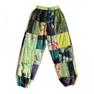 Cotton patch-work harem trouser