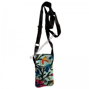 Embroidered flap smart phone bag