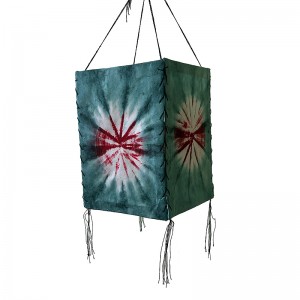 Tie-dye green 4-fold lampshade