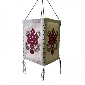 Decorated endless knot print 4-fold lampshade