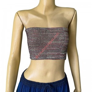 Red-lime color stretchy tubes bra