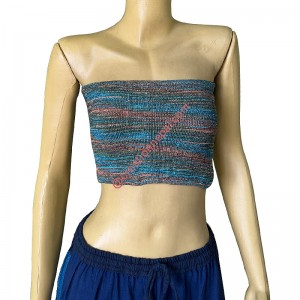 Turquoise-mixed stretchy tubes bra