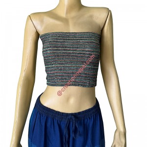 Green-orange mixed stretchy tubes bra