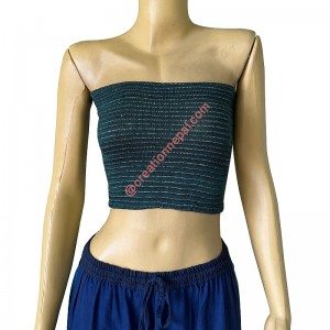Green color stretchy tubes bra