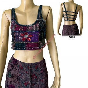 Patch work net back tank top