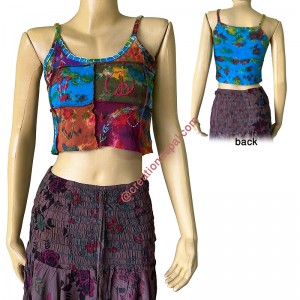 Tie dye patch hand emb rib tank top