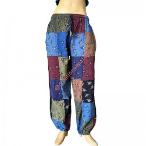 Honey bee printed patch work stone wash trouser