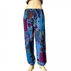 Prints and plain patch stone wash trouser