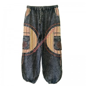 Patch Mandala cotton shine wash brown trouser