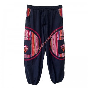Mushroom embroidered Red Gheri patch Mandala comfort trouser