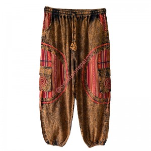 Patch Mandala cotton shine wash ORANGE trouser
