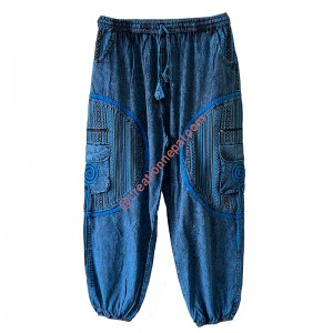 Patch Mandala cotton shine wash BLUE trouser