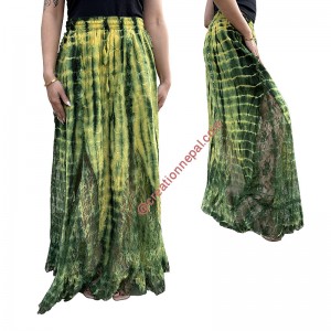 Cotton tie dye lace maxi skirt