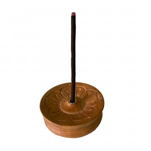 Lotus carved natural wood incense burner