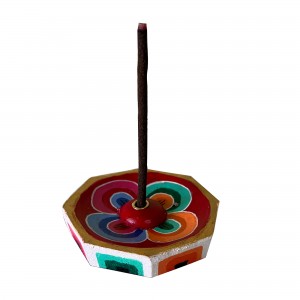 Flower paint wooden incense burner